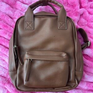 Brown Leather Mini Backpack